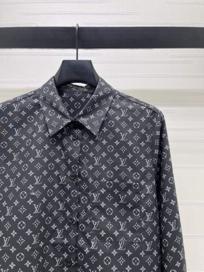 Louis Vuitton Turn-Down Collar Long Sleeve Shirt in Black and White