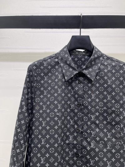 Louis Vuitton Turn-Down Collar Long Sleeve Shirt in Black and White