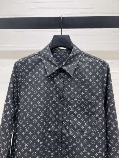 Louis Vuitton Turn-Down Collar Long Sleeve Shirt in Black and White