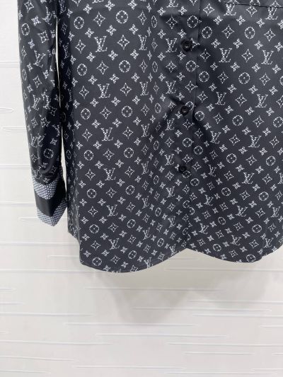 Louis Vuitton Turn-Down Collar Long Sleeve Shirt in Black and White