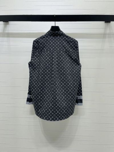 Louis Vuitton Turn-Down Collar Long Sleeve Shirt in Black and White