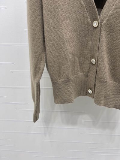 Louis Vuitton V-Neck Long Sleeve Cardigan in Beige