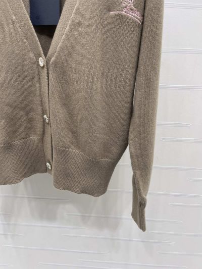 Louis Vuitton V-Neck Long Sleeve Cardigan in Beige