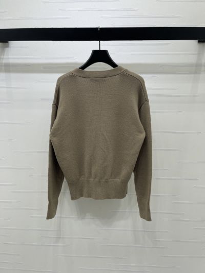 Louis Vuitton V-Neck Long Sleeve Cardigan in Beige
