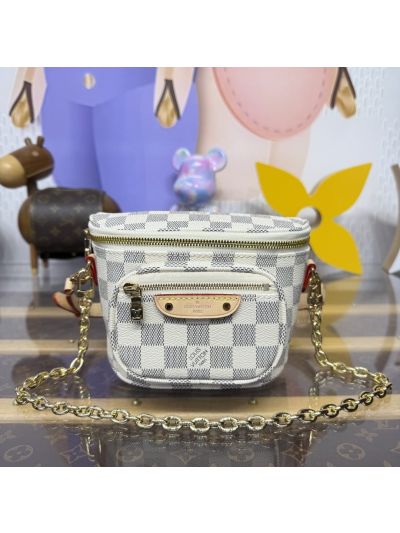 Louis Vuitton White and Gray Checkerboard Mini Chain Bag