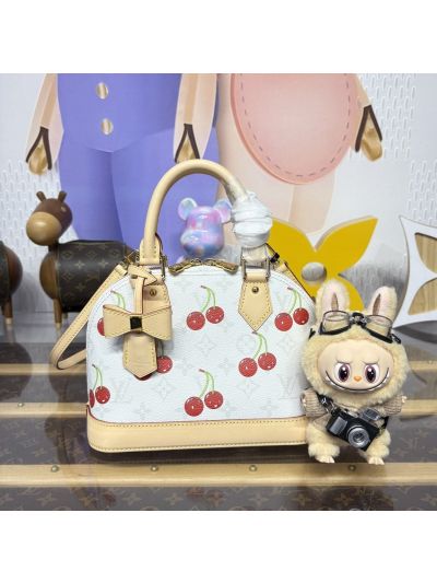 Louis Vuitton White Cherry Print Dome Handbag