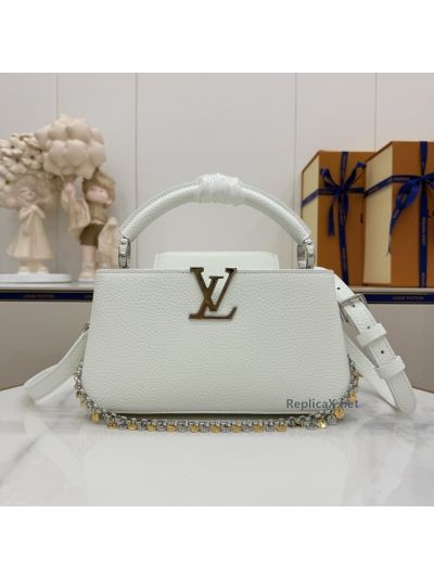 Louis Vuitton White Grained Chain Top Handle Bag