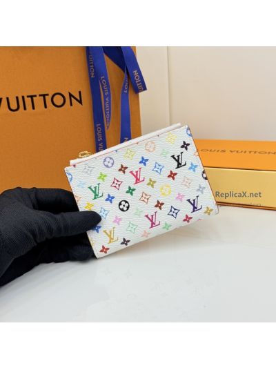 Louis Vuitton White Multicolor Monogram Folded Zip Wallet