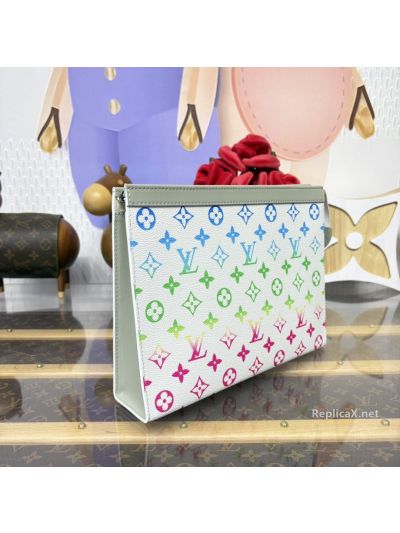 Louis Vuitton White Multicolor Monogram Zip Clutch