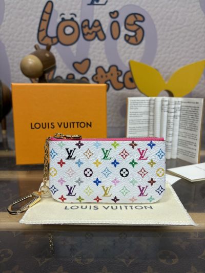 Louis Vuitton White Multicolor Monogram Zip Key Pouch