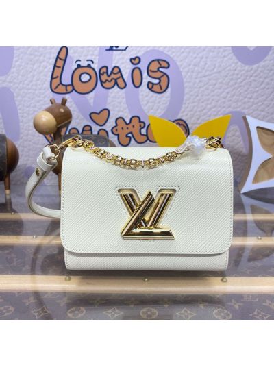 Louis Vuitton White Ribbed Turn-Lock Shoulder Bag with Pink Interior