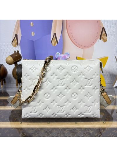 Louis Vuitton White Tonal Monogram Chain Pouch Bag
