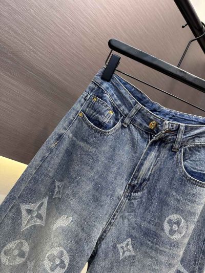 Louis Vuitton Wide-Leg Monogram Jeans in Multicolor