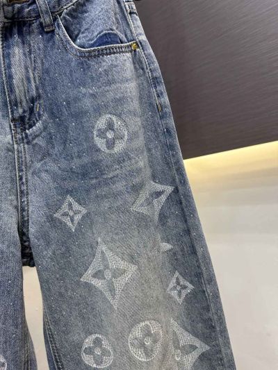 Louis Vuitton Wide-Leg Monogram Jeans in Multicolor