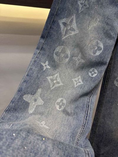Louis Vuitton Wide-Leg Monogram Jeans in Multicolor