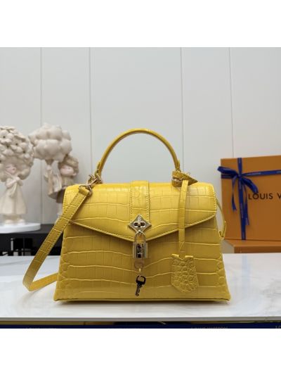 Louis Vuitton Yellow Reptile-Pattern Lock-Flap Top Handle Bag