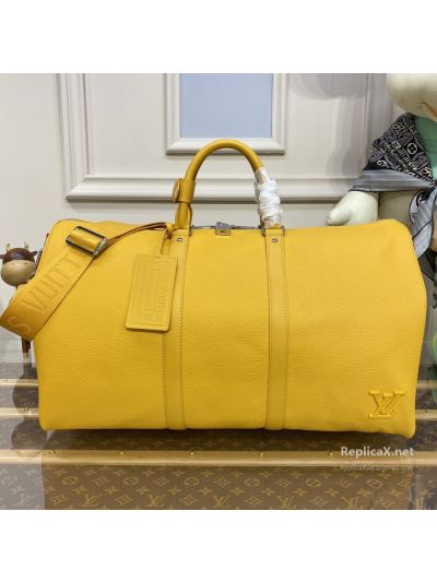Louis Vuitton Yellow Textured Duffle Bag