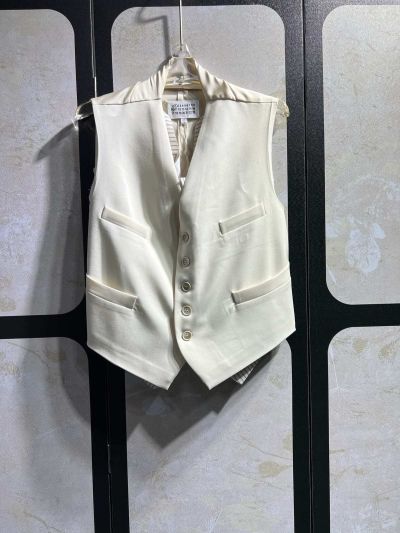 Maison Margiela Sleeveless Striped Vest in Beige