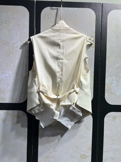 Maison Margiela Sleeveless Striped Vest in Beige