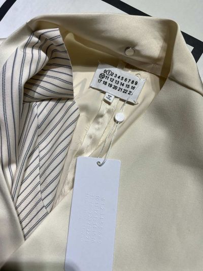 Maison Margiela Sleeveless Striped Vest in Beige
