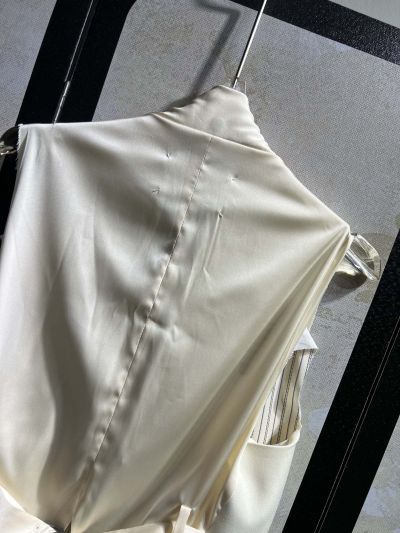 Maison Margiela Sleeveless Striped Vest in Beige