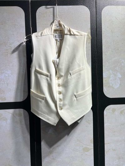 Maison Margiela Sleeveless Striped Vest in Beige