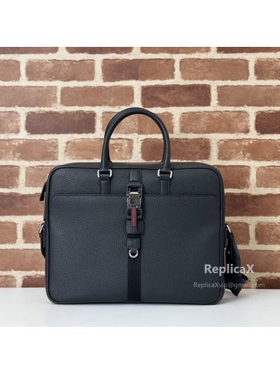 Gucci Medium Briefcase with Web 816757 in Black