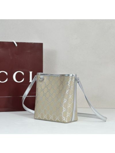 Gucci Metallic GG Canvas Crossbody Bag in Gold/Silver