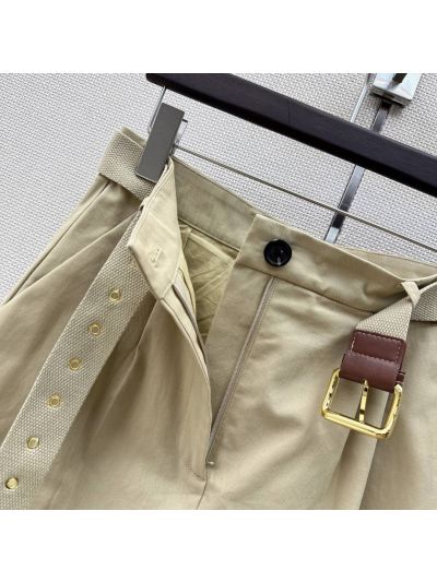 Miu Miu Belted Pleated Pants in Beige