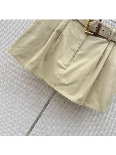 Miu Miu Belted Pleated Pants in Beige