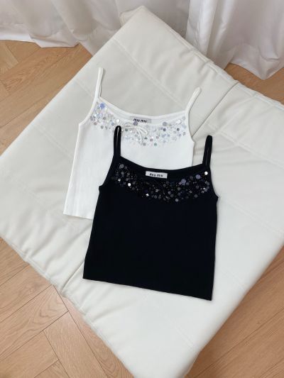 Miu Miu Bow Sequin Top