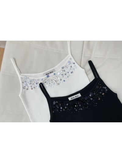 Miu Miu Bow Sequin Top