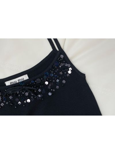 Miu Miu Bow Sequin Top