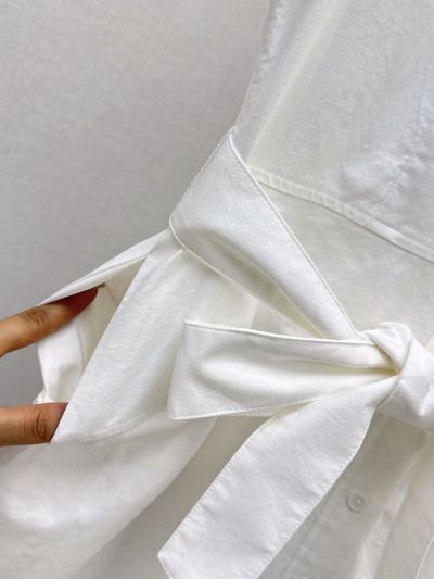 Miu Miu Button-Front Belted Blouse in White