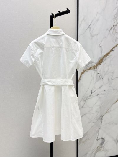 Miu Miu Button-Front Belted Blouse in White