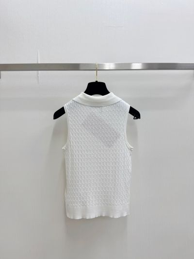 Miu Miu Button-Front Turn-Down Collar Knit Top
