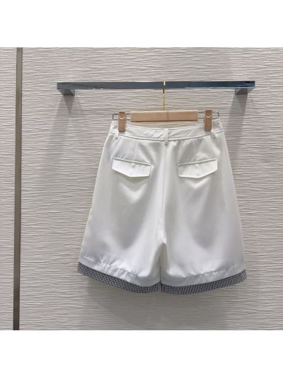 Miu Miu Contrast-Trim Button-Front Pants in White