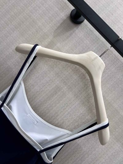 Miu Miu Contrast-Trim Cropped Dress in Navy and White