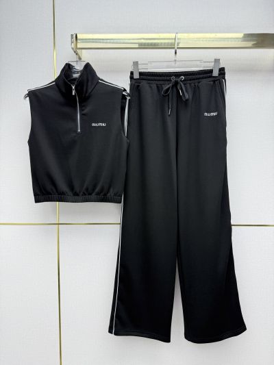 Miu Miu Contrast-Trim Cropped Set in Black