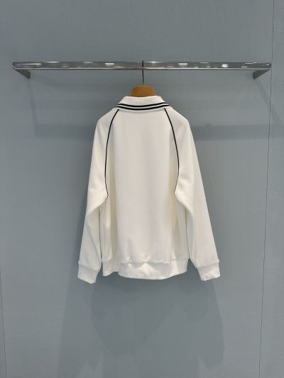 Miu Miu Contrast-Trim Long Sleeve Jacket in White