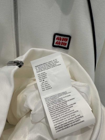 Miu Miu Contrast-Trim Long Sleeve Jacket in White