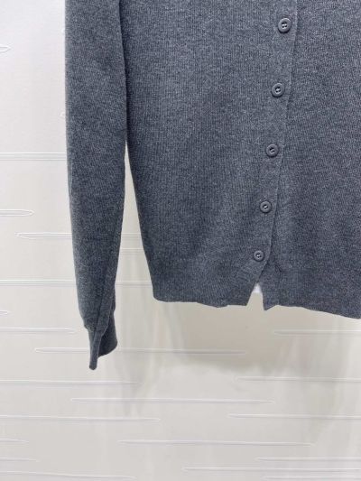Miu Miu Crew Neck Long Sleeve Cardigan in Grey and Dark Gray