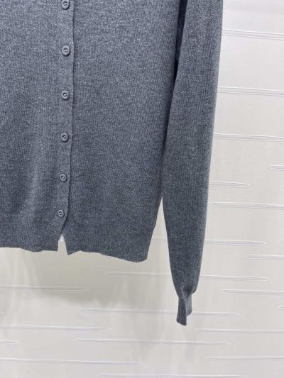 Miu Miu Crew Neck Long Sleeve Cardigan in Grey and Dark Gray