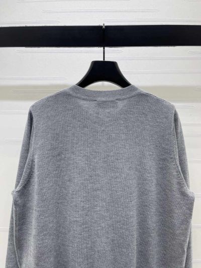 Miu Miu Crew Neck Long Sleeve Cardigan in Grey and Navy