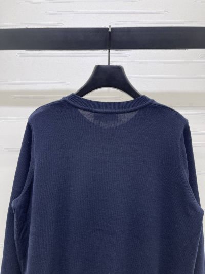 Miu Miu Crew Neck Long Sleeve Cardigan in Navy