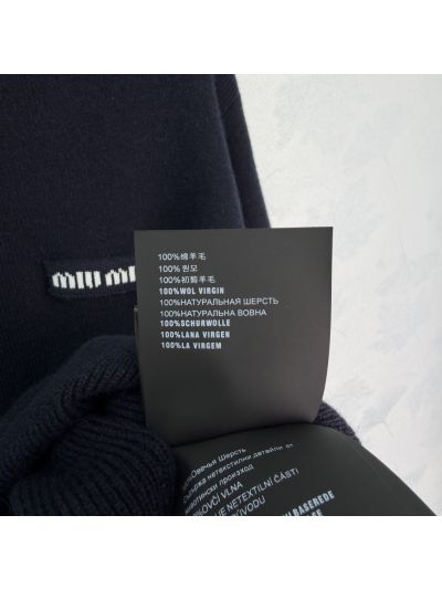 Miu Miu Crew Neck Long Sleeve Sweater in Navy