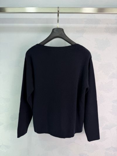 Miu Miu Crew Neck Long Sleeve Sweater in Navy