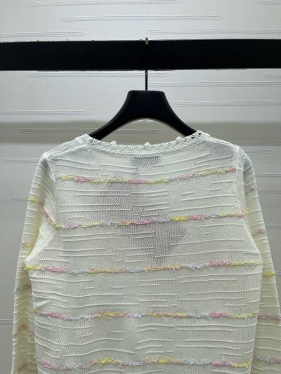 Miu Miu Crew Neck Long Sleeve Sweater in White