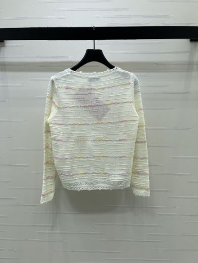 Miu Miu Crew Neck Long Sleeve Sweater in White