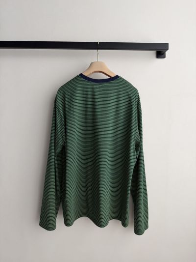 Miu Miu Crew Neck Long Sleeve T-Shirt in Green and Navy